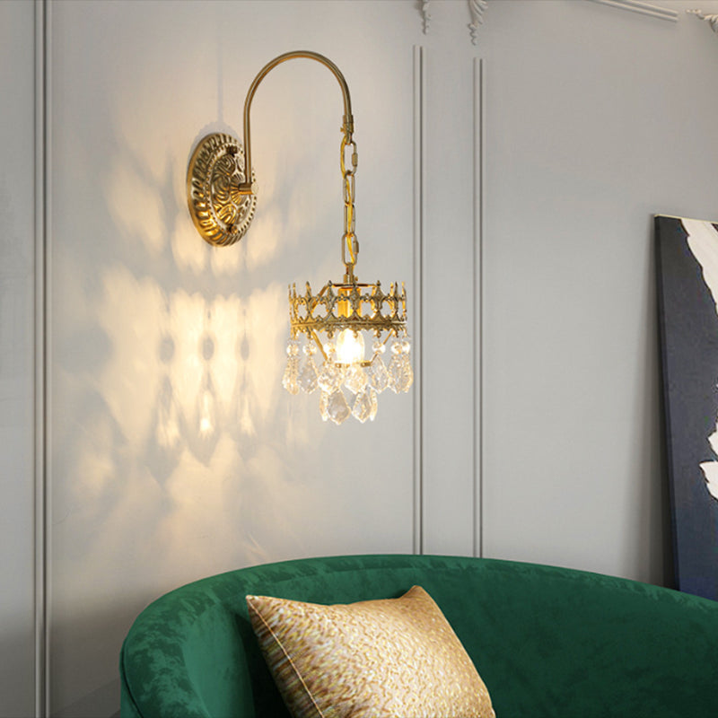 Crystal Unique Shape Sconce Light Modern-Style 1 Light Wall Light Fixtures