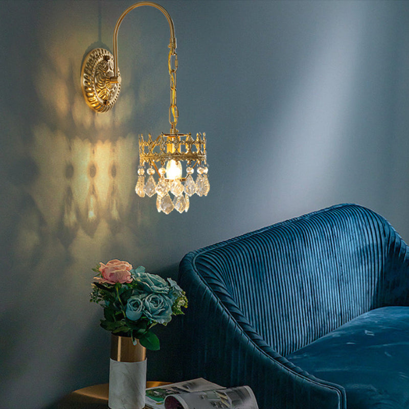 Crystal Unique Shape Sconce Light Modern-Style 1 Light Wall Light Fixtures