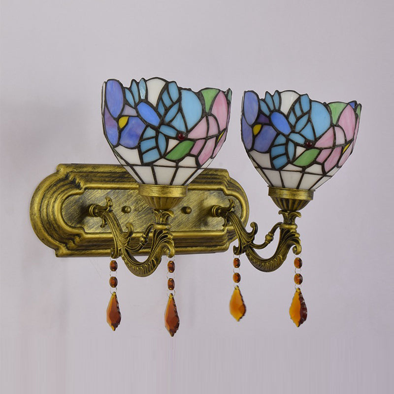 2-Lights Wall Light Fixture Tiffany Wall Mounted Lighting for Washroom