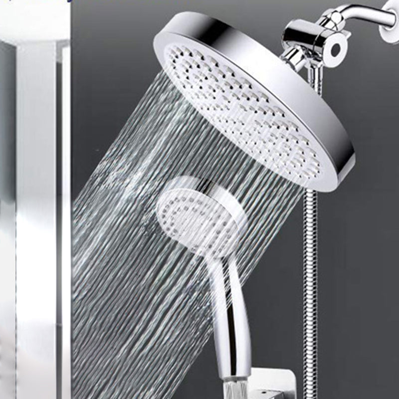 Silver Dual Shower Head with Hose Modern Style Wall-Mount Showerhead