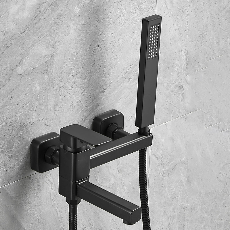 Modern Wall Mounted Metal Tub Filler Low Arc Swivel Bathroom Faucet
