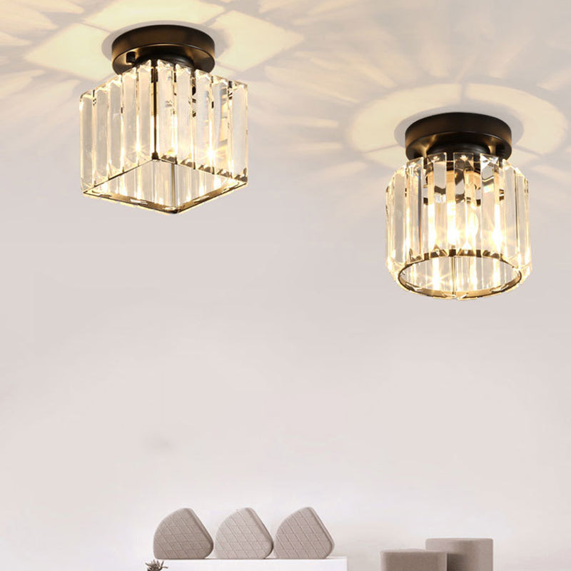 Crystal Geometric Shape Flush Ceiling Light Modern Style 1 Light Flush Mount Light Fixture