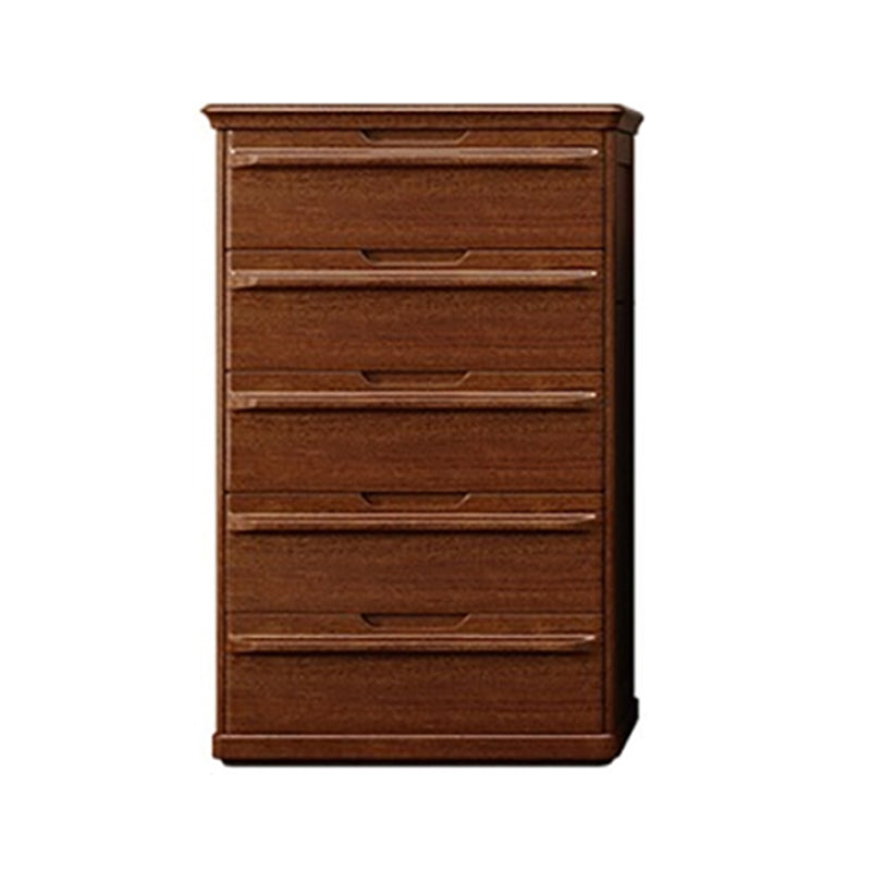 Contemporary Walnut Wood Storage Chest Bedroom Chest with Drawers