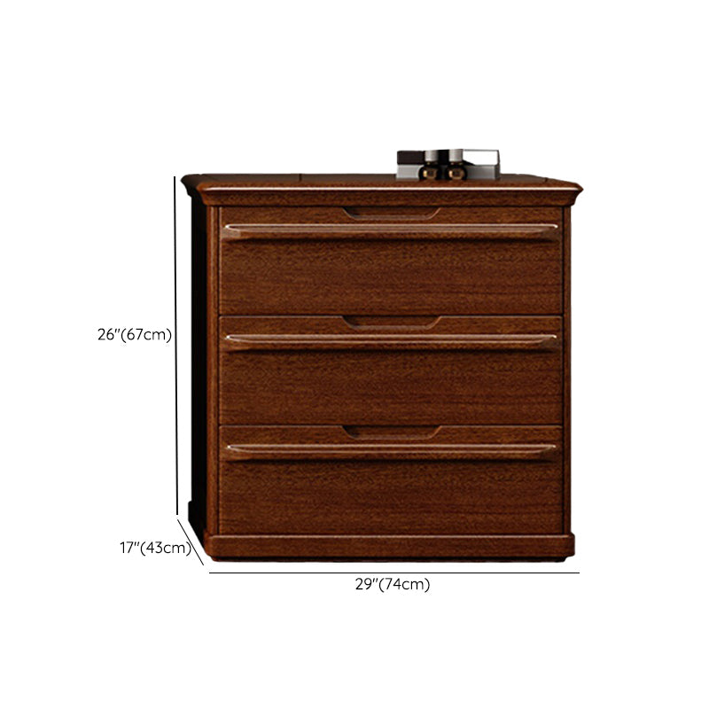 Contemporary Walnut Wood Storage Chest Bedroom Chest with Drawers