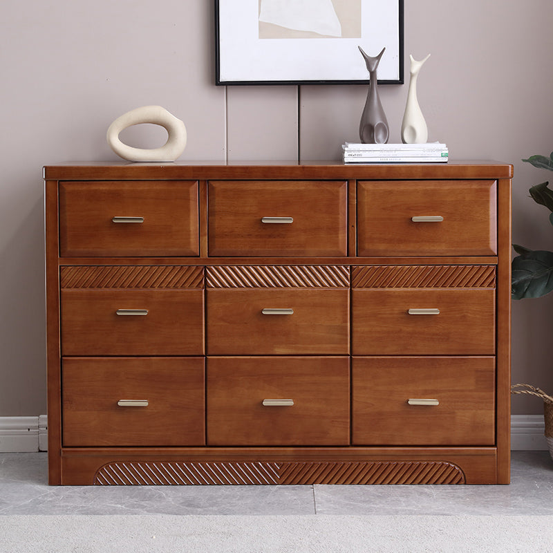 Glam Rubber Wood Storage Chest Home Horizontal Chest with 9 Drawers