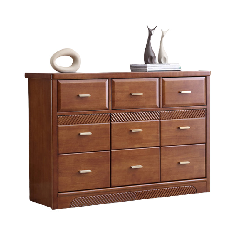Glam Rubber Wood Storage Chest Home Horizontal Chest with 9 Drawers