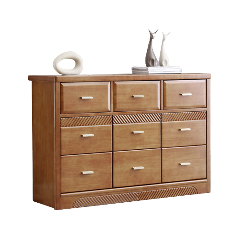 Glam Rubber Wood Storage Chest Home Horizontal Chest with 9 Drawers