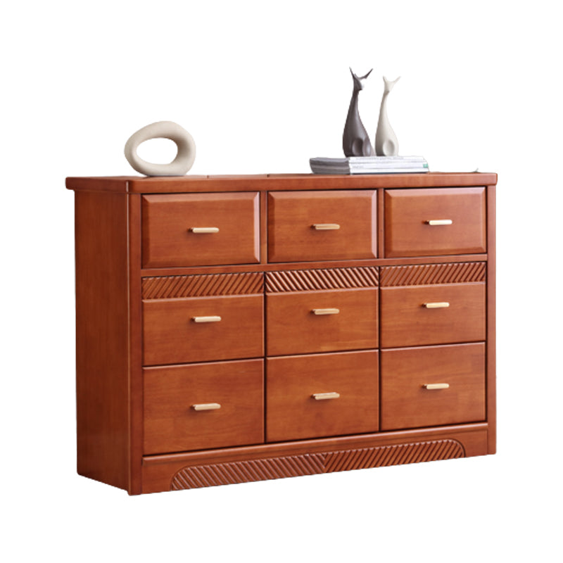 Glam Rubber Wood Storage Chest Home Horizontal Chest with 9 Drawers