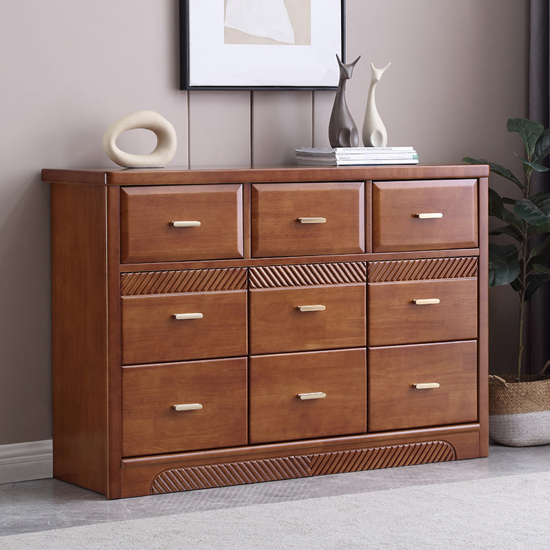 Glam Rubber Wood Storage Chest Home Horizontal Chest with 9 Drawers