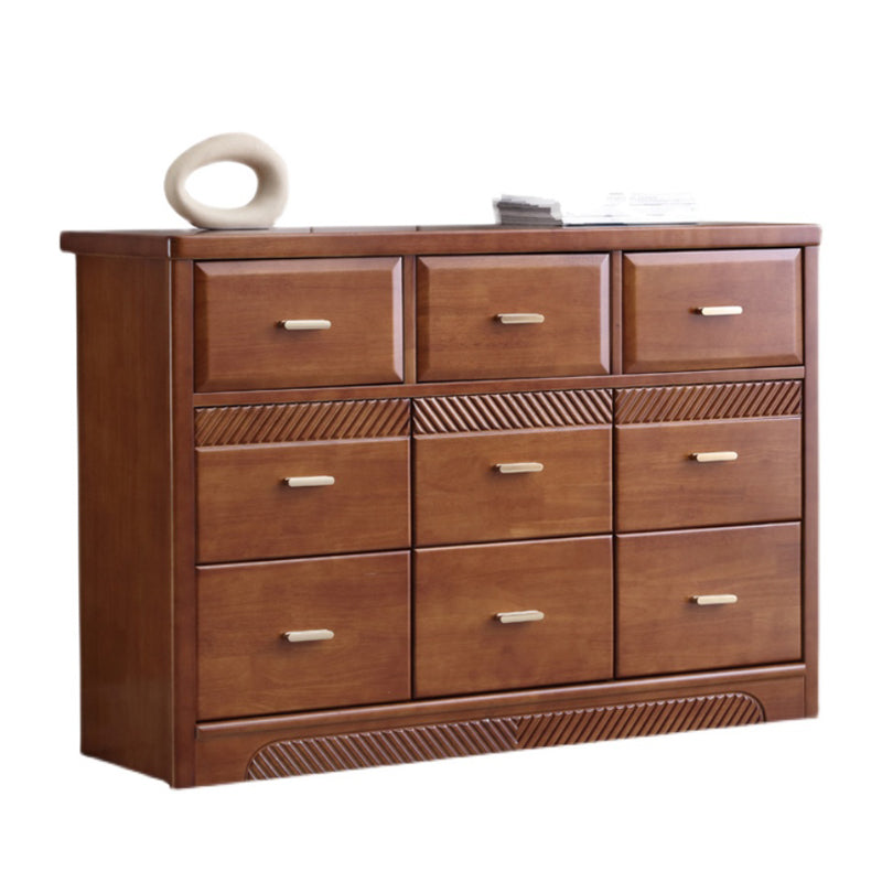 Glam Rubber Wood Storage Chest Home Horizontal Chest with 9 Drawers