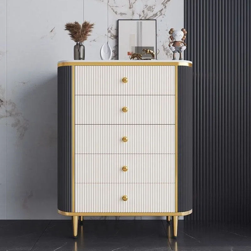 Glam Bedroom Chest Stone 16"Wide Storage Chest with Metal Legs