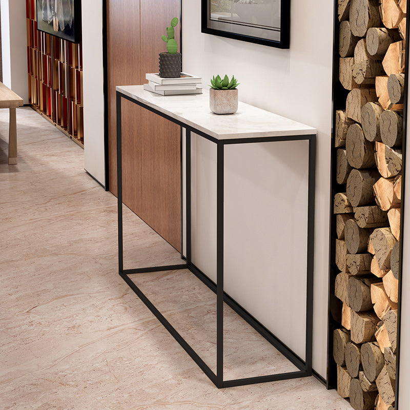 29.53" Tall Marble Console Table Modern Frame Base Accent Table for Hall