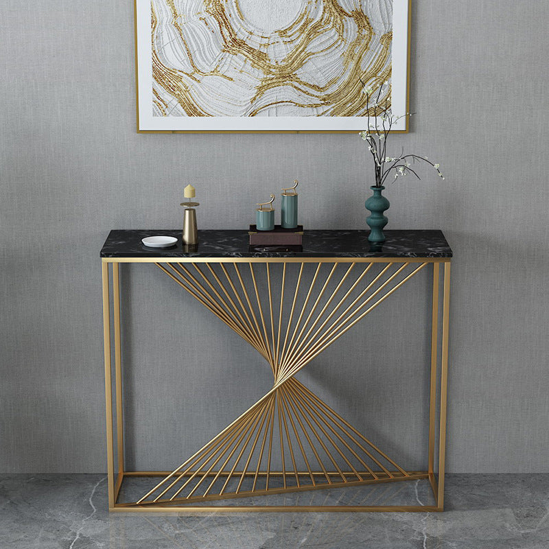 11.81-inch Wide Console Table Glam Marble Accent Table with 1 Shelf