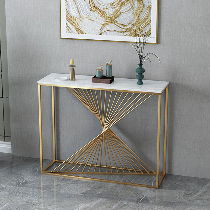11.81-inch Wide Console Table Glam Marble Accent Table with 1 Shelf