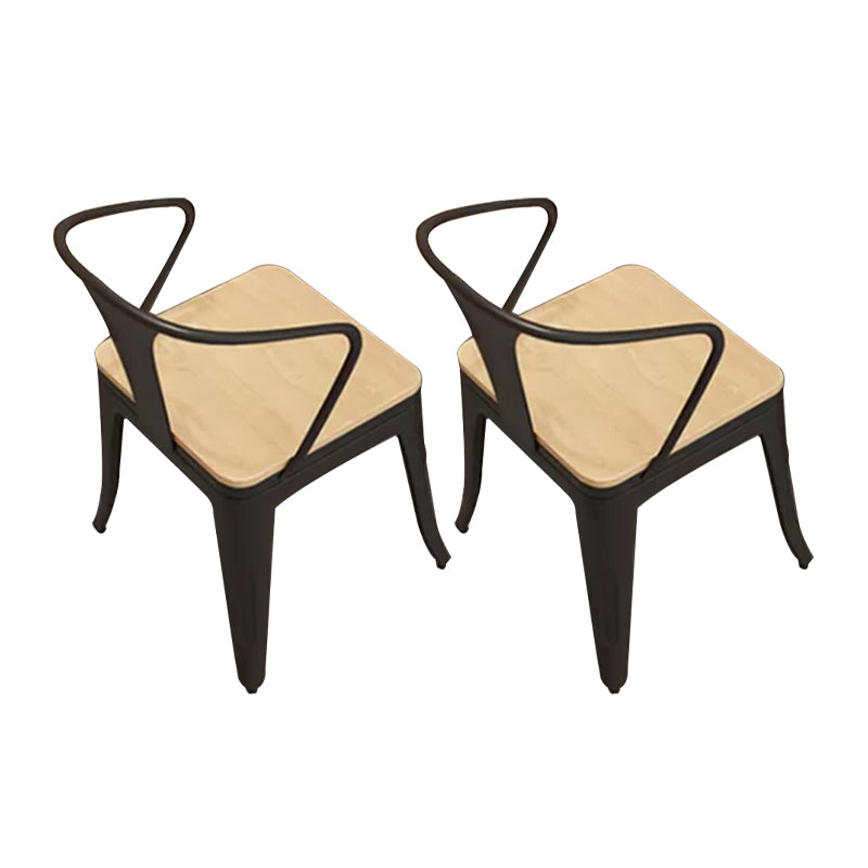 Industrial Kitchen Dining Chairs Metal Slat Back Chairs in Black