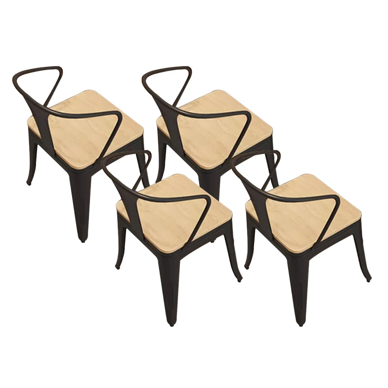 Industrial Kitchen Dining Chairs Metal Slat Back Chairs in Black