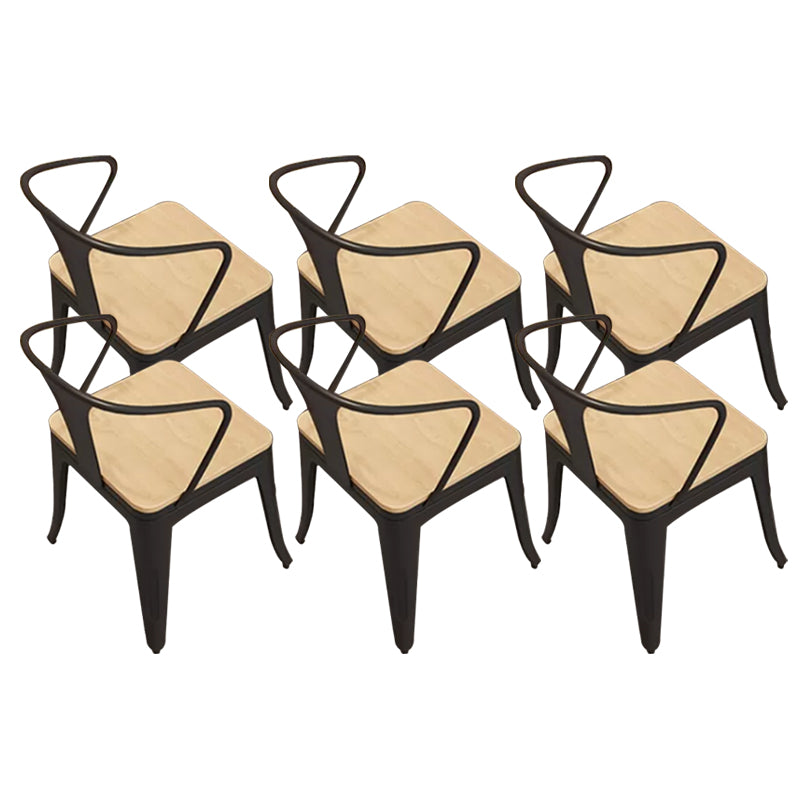 Industrial Kitchen Dining Chairs Metal Slat Back Chairs in Black