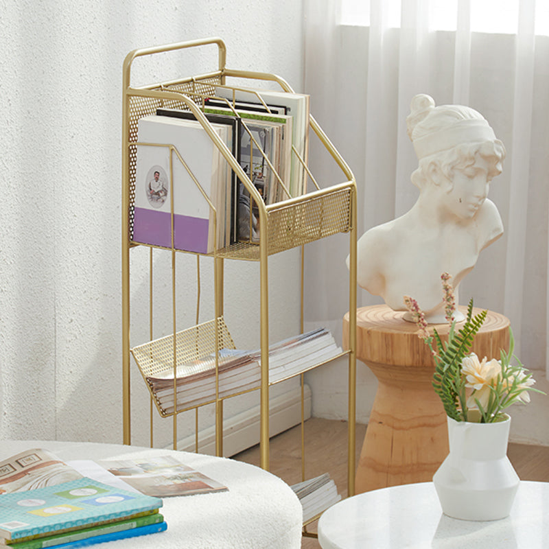 Glam Antique Finish Bookshelf Metal Etagere Shelf Bookcase with Shelves