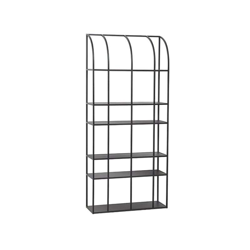 Industrial Metal Bookcase Etagere 5 Shelves Open Back Bookshelf