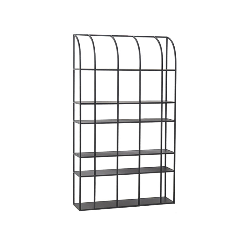 Industrial Metal Bookcase Etagere 5 Shelves Open Back Bookshelf