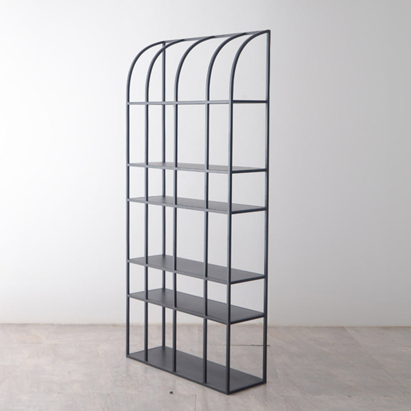 Industrial Metal Bookcase Etagere 5 Shelves Open Back Bookshelf