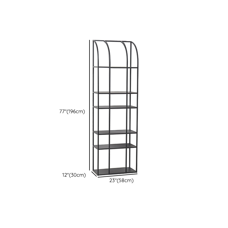 Industrial Metal Bookcase Etagere 5 Shelves Open Back Bookshelf