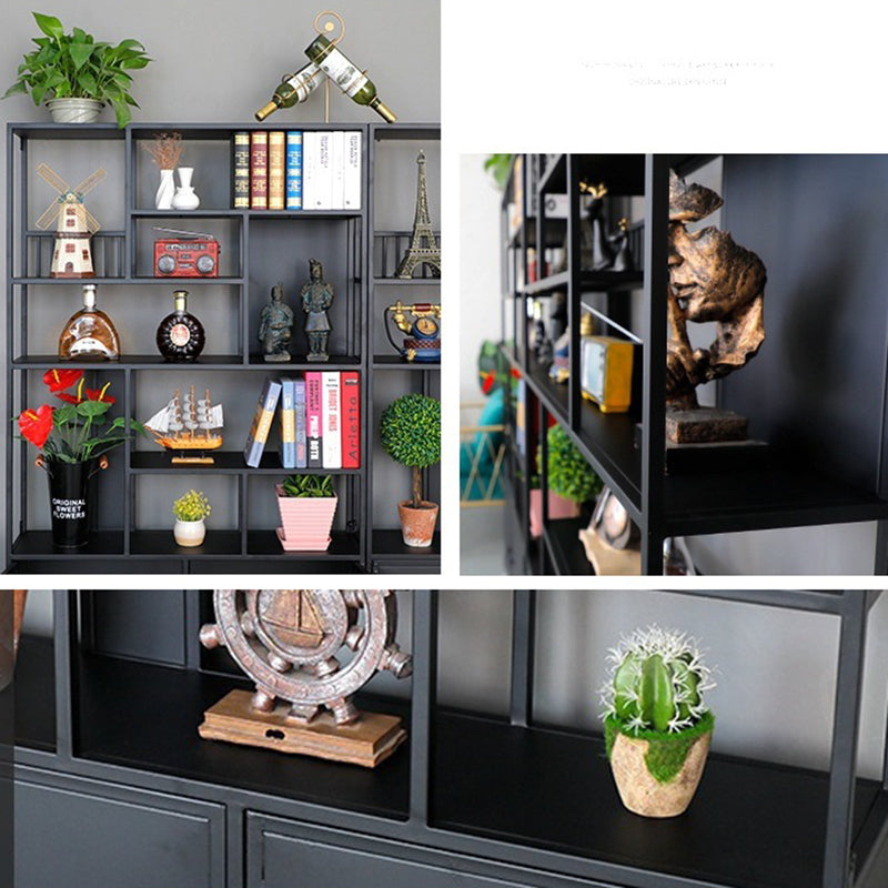 78.74" H Industrial Black Shelf Bookcase Etagere Metal Bookshelf