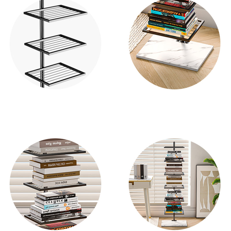 Etagere Metal Bookshelf Contemporary Open Back Bookcase with Shelves