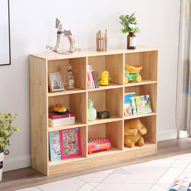 Contemporary Standard Bookshelf Wooden Natural Bookcase with Shelves