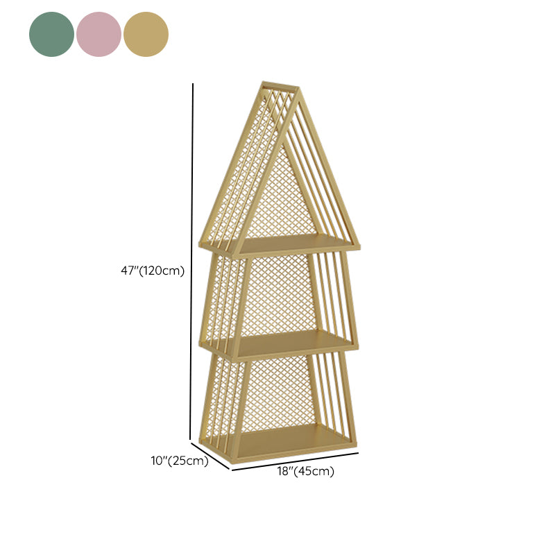 Scandinavian Antique Finish Shelf Bookcase Metal Geometric Bookshelf with Shelves