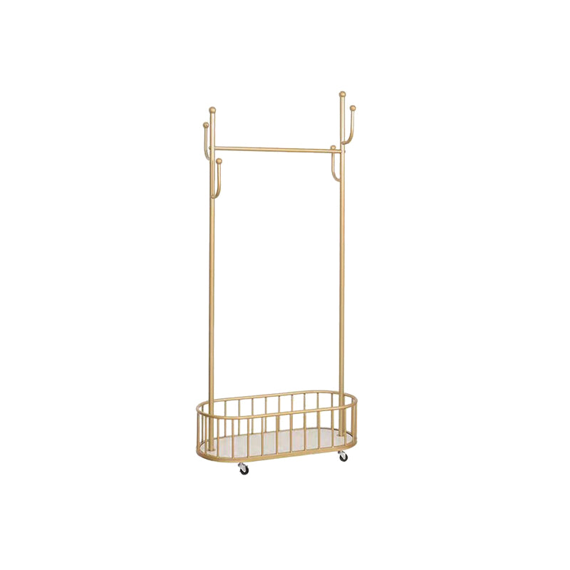 Modern Hall Stand Metal Framed Storage Shelving and Hooks Coat Hanger