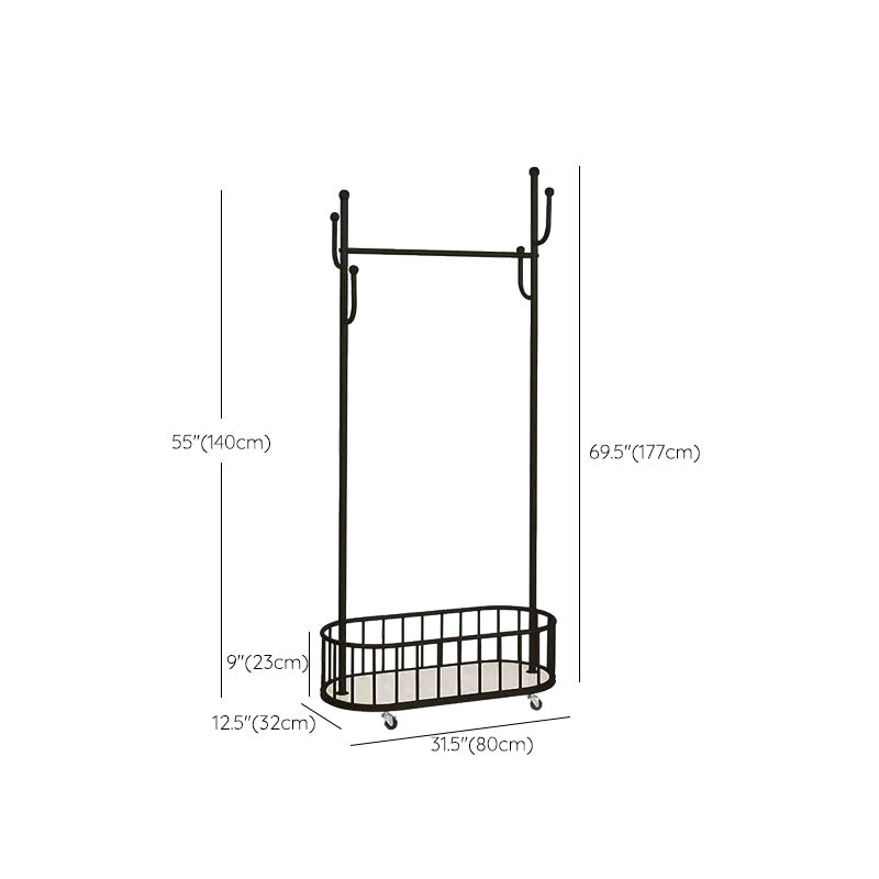 Modern Hall Stand Metal Framed Storage Shelving and Hooks Coat Hanger