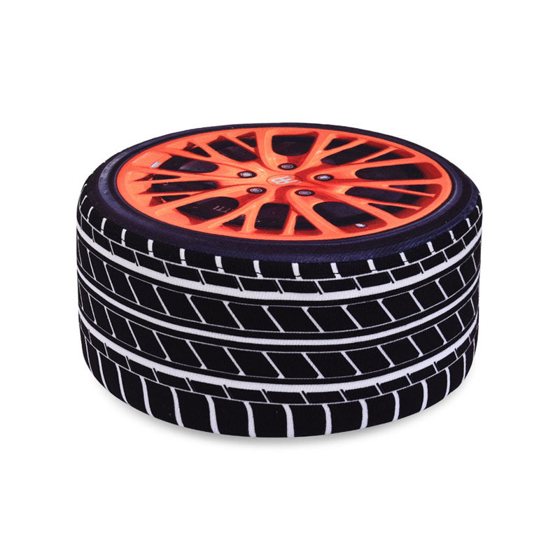 Round Pouf Upholstered Scratch Resistant Contemporary Fruit Printed Fabric Footstool