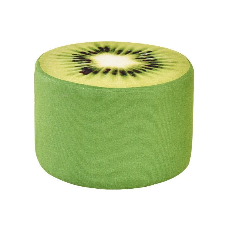 Round Pouf Upholstered Scratch Resistant Contemporary Fruit Printed Fabric Footstool