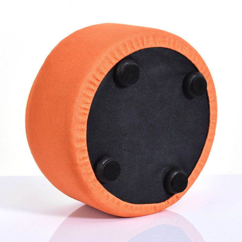 Round Pouf Upholstered Scratch Resistant Contemporary Fruit Printed Fabric Footstool