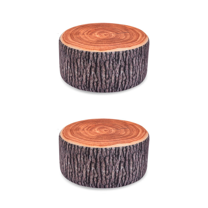 Round Pouf Upholstered Scratch Resistant Contemporary Fruit Printed Fabric Footstool