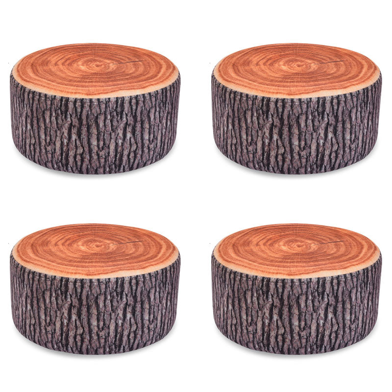 Round Pouf Upholstered Scratch Resistant Contemporary Fruit Printed Fabric Footstool