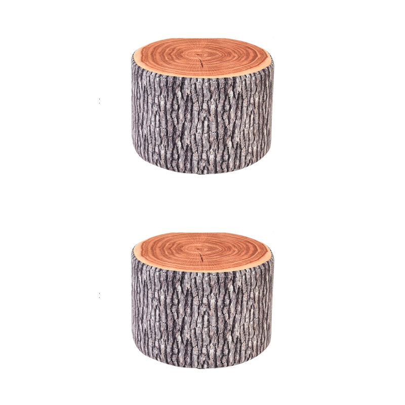 Round Pouf Upholstered Scratch Resistant Contemporary Fruit Printed Fabric Footstool