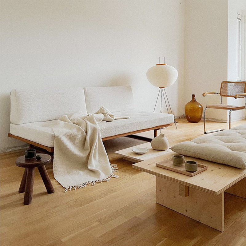 31.49" High Linen Sofa White Armless Sofa with Cushions for Living Room