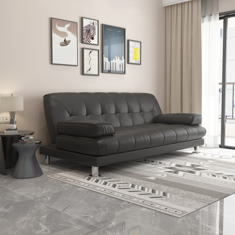 33.46" Wide Sofa Faux Leather Convertible Sofa with Biscuit Back