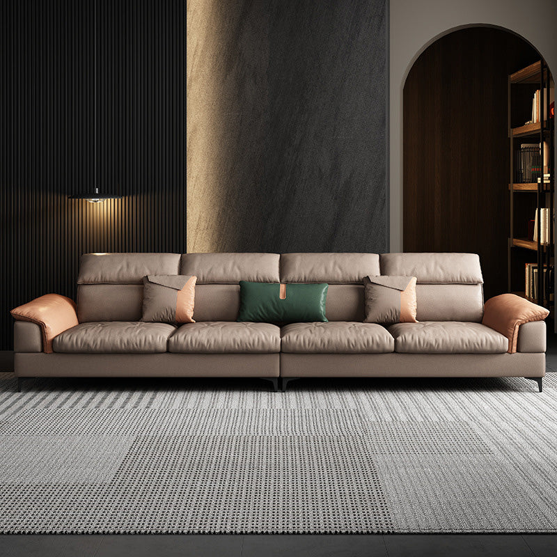 35"H Mid-Century Modern Sectional Sofa Leather Sleeper Sectional