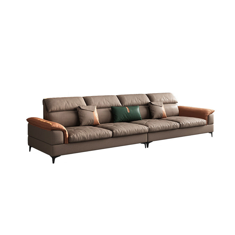 35"H Mid-Century Modern Sectional Sofa Leather Sleeper Sectional