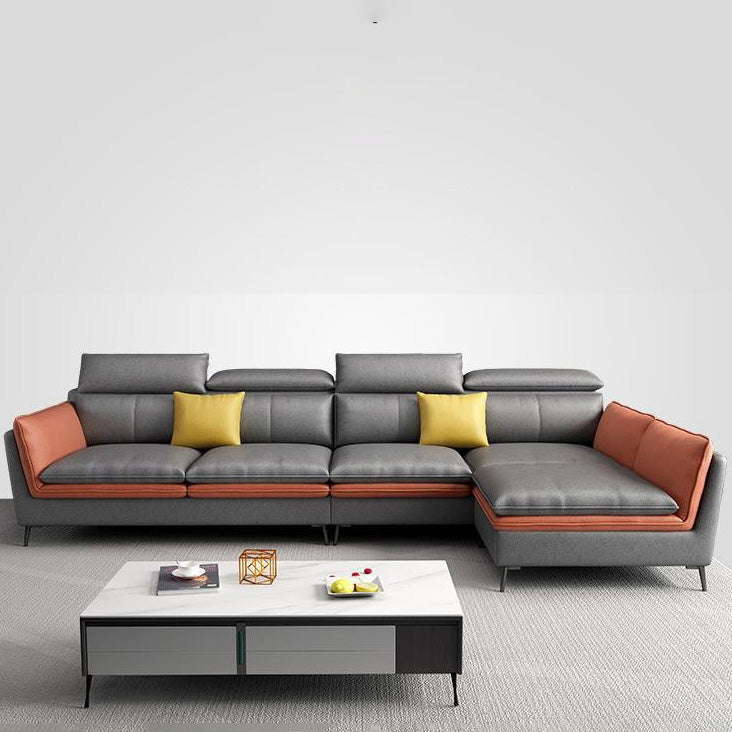 Scandinavian Faux Leather  Seating Living Room Flared Arm Cushions sofa