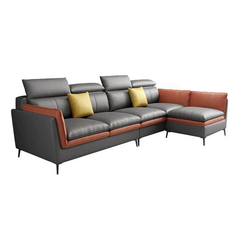 Scandinavian Faux Leather  Seating Living Room Flared Arm Cushions sofa