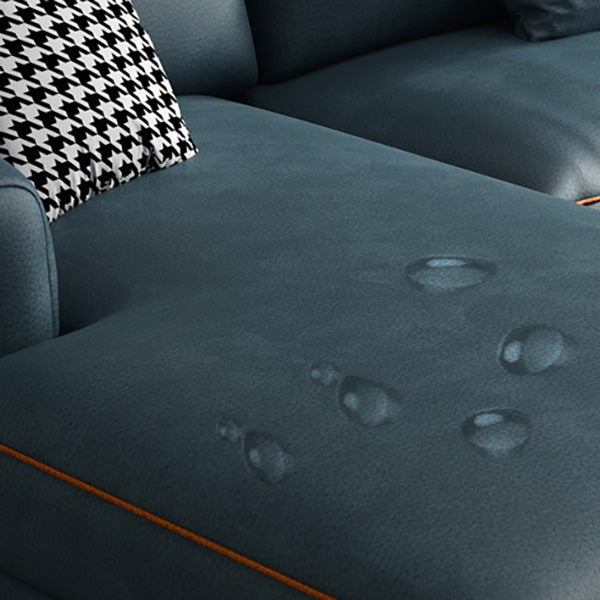 70" Wide Mid-Century Modern Sectional Sofa Leather Sleeper Sectional