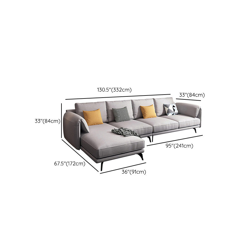 67" Wide Scandinavian Sectional Sofa Light-grey Sleeper Sectional