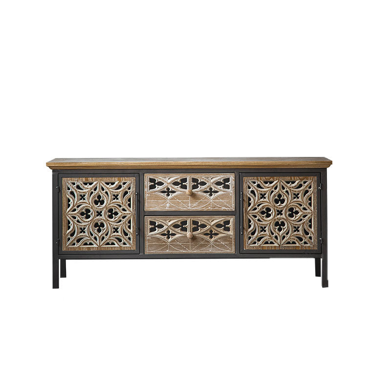 Industrial Accent Cabinet Metal and Wood Chest in Distressed Finish