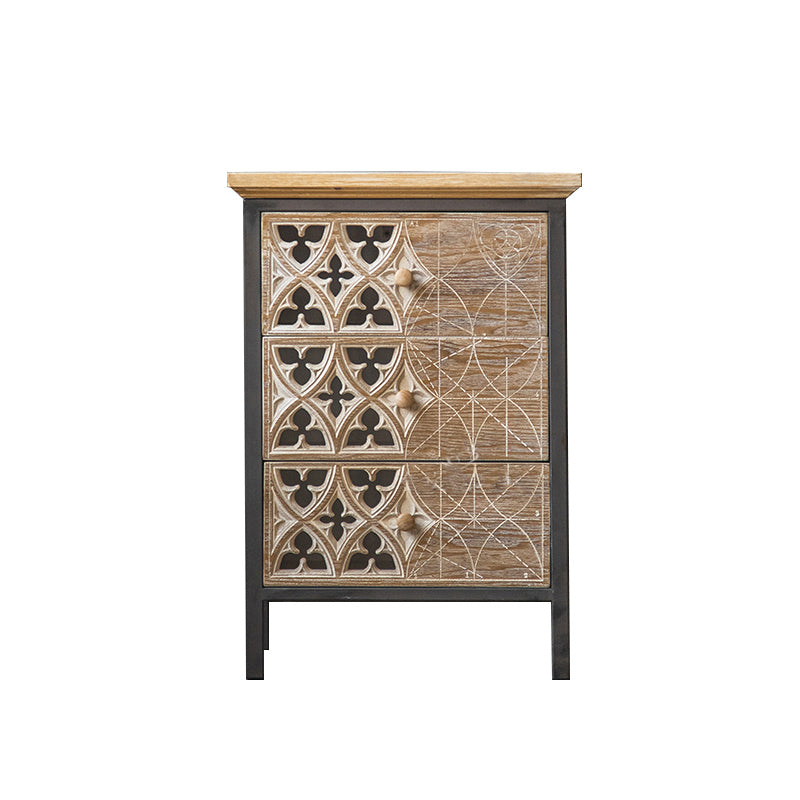 Industrial Accent Cabinet Metal and Wood Chest in Distressed Finish