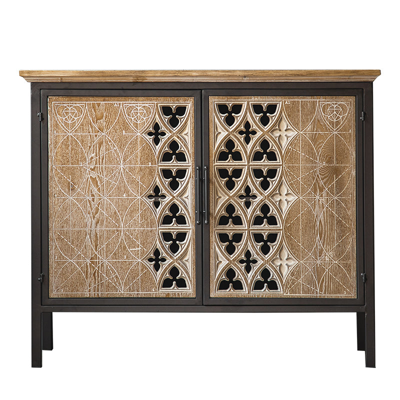 Industrial Accent Cabinet Metal and Wood Chest in Distressed Finish