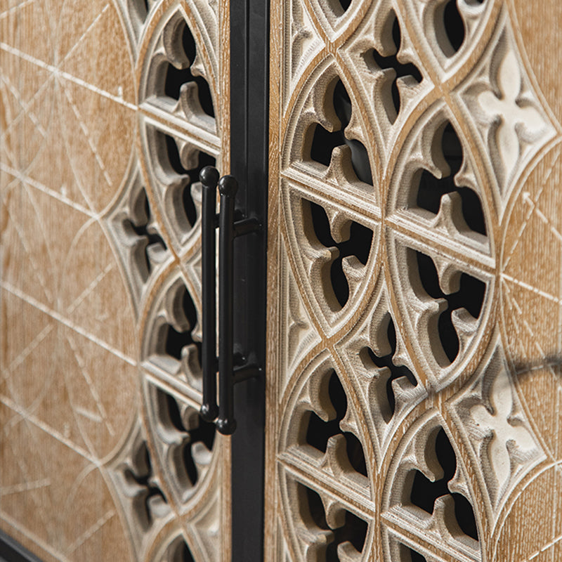 Industrial Accent Cabinet Metal and Wood Chest in Distressed Finish